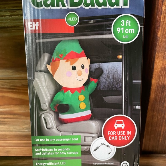 Car Buddy Inflatable 3’ Elf Car Buddy Energy Efficient LED Christmas - Picture 2 of 4